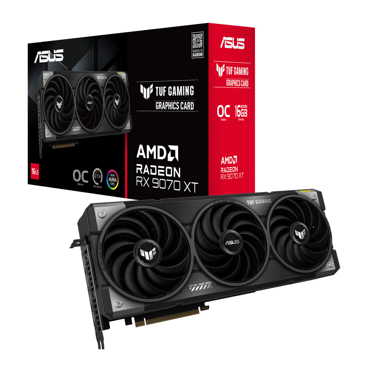 ASUS Radeon RX 9070 XT 16 GB GDDR6 Graphics Card | PCIe 5.0 | 3 x DP and 1 x HDMI | Active Cooling