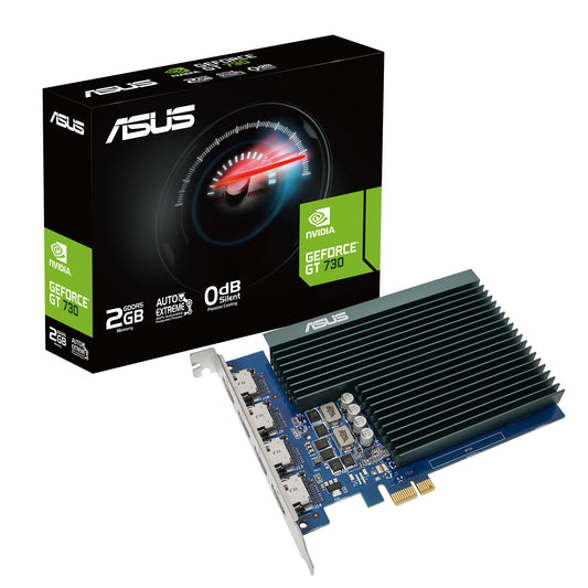 ASUS GeForce GT 730 2 GB GDDR5 Graphics Card | PCIe x1 | 4 x HDMI | Passive Cooling