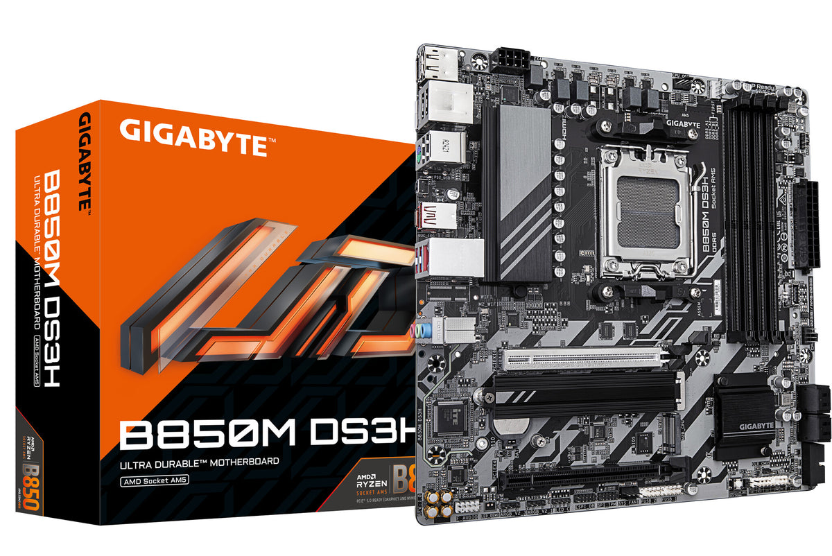Gigabyte B850M DS3H micro ATX AMD Motherboard | AM5 Socket - 4 x DDR5 Memory Slots