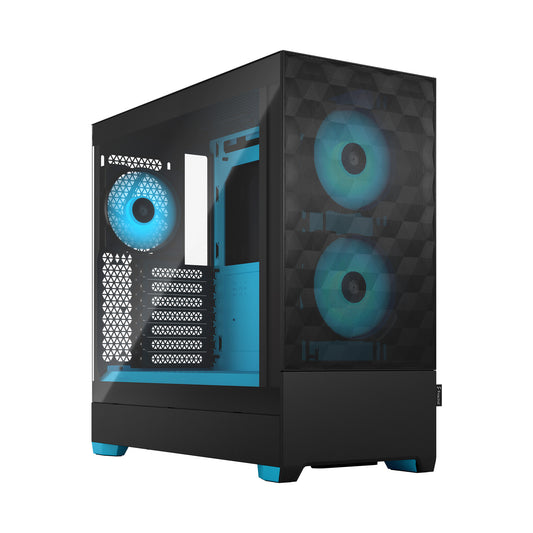Fractal Design Pop Air RGB Tower PC Case Black, Cyan | Liquid Cooling Support
