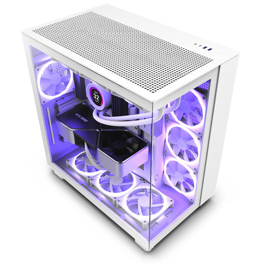 NZXT H9 All white Midi Tower PC Case White | Liquid Cooling Support
