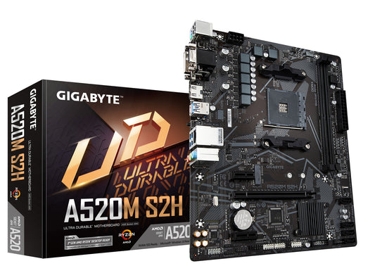 Gigabyte A520M S2H micro ATX AMD Motherboard | AM4 Socket - 2 x DDR4 Memory Slots