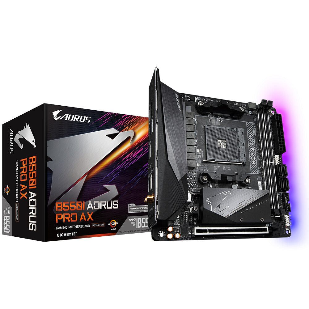 Gigabyte B550I AORUS PRO AX mini ITX AMD Motherboard | AM4 Socket - 2 x DDR4 Memory Slots