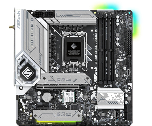 Asrock B760M Steel Legend WiFi micro ATX Intel Motherboard | LGA1700 Socket - 4 x DDR5 Memory Slots