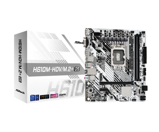 Asrock H610M-HDV/M.2+ D5 micro ATX Intel Motherboard | LGA1700 Socket - 2 x DDR5 Memory Slots