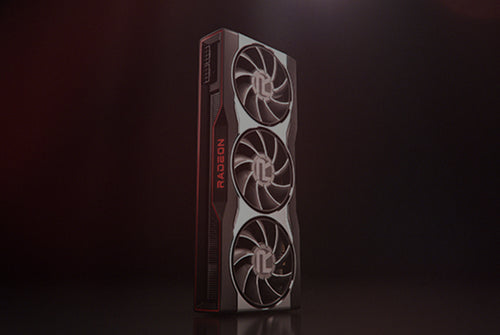 AMD Radeon processor placed vertically