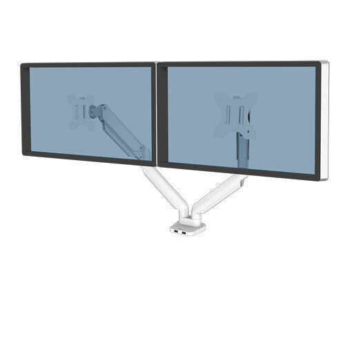Platinum Series Dual Monitor Arm Monitor Mount Two 32 Inch Screens Adjustable Dual Monitor Desk Mount Tilt 45° Pan 180° Swivel 360° Rotation 360° VESA 75 x 75 100 x 100
