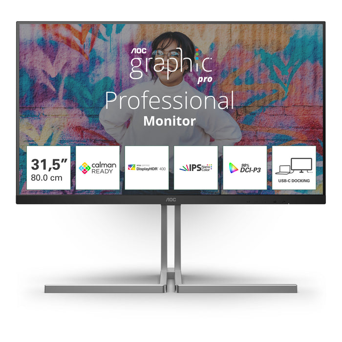 AOC U32U3CV 32" 4K Ultra HD Monitor | 3840 x 2160 60Hz USB-C HDMI DP