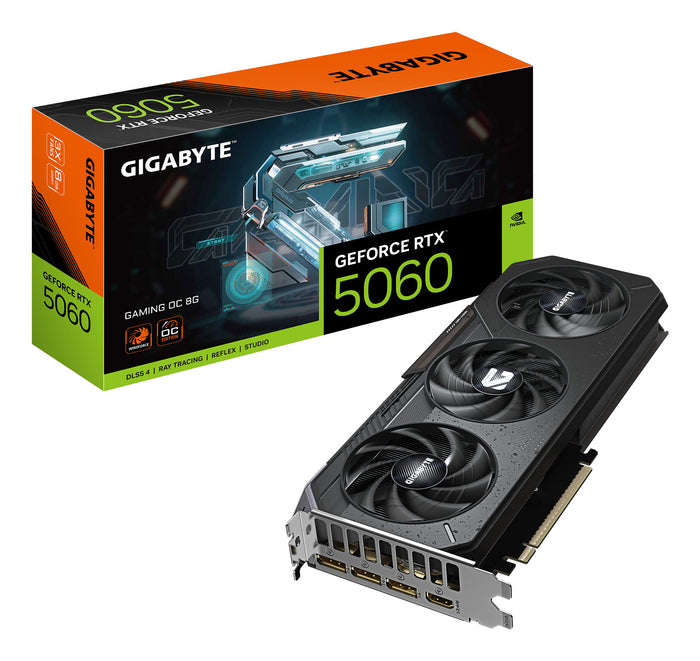 Gigabyte GeForce RTX 5060 8 GB GDDR7 Overclocked Graphics Card | PCIe 5.0 | 3 x DP and 1 x HDMI | Active Cooling