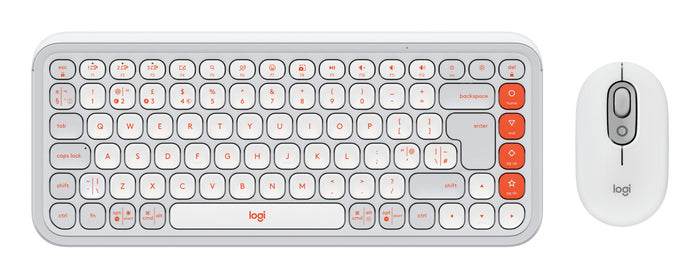 Logitech POP Icon Combo Keyboard | Wireless, QWERTY, Orange, Mouse Included