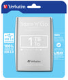 Verbatim Store 'n' Go USB 3.0 Portable Hard Drive 1TB Silver 1 TB 2.5" External HDD | USB 3.2  Silver