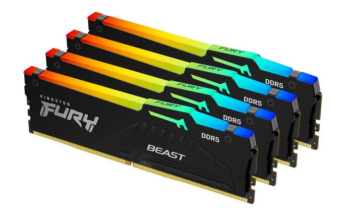 Kingston FURY Beast 128 GB (4x32 GB) DDR5 Memory Kit | CL40, XMP, Heatsink, ARGB