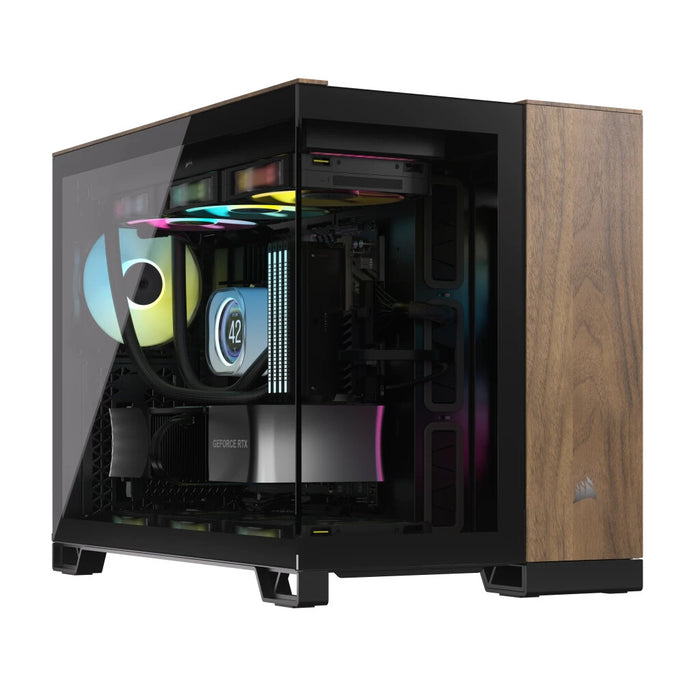 Corsair CC-9011286-WW Midi Tower PC Case Black, Walnut | Liquid Cooling Support