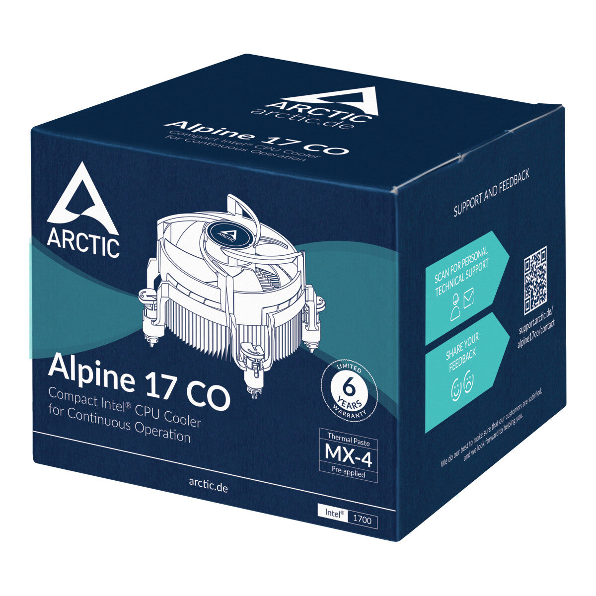 ARCTIC Alpine 17 CO CPU Cooler | 90mm 2700 RPM PWM Fluid Dynamic Bearing (FDB) Intel Compatible Black