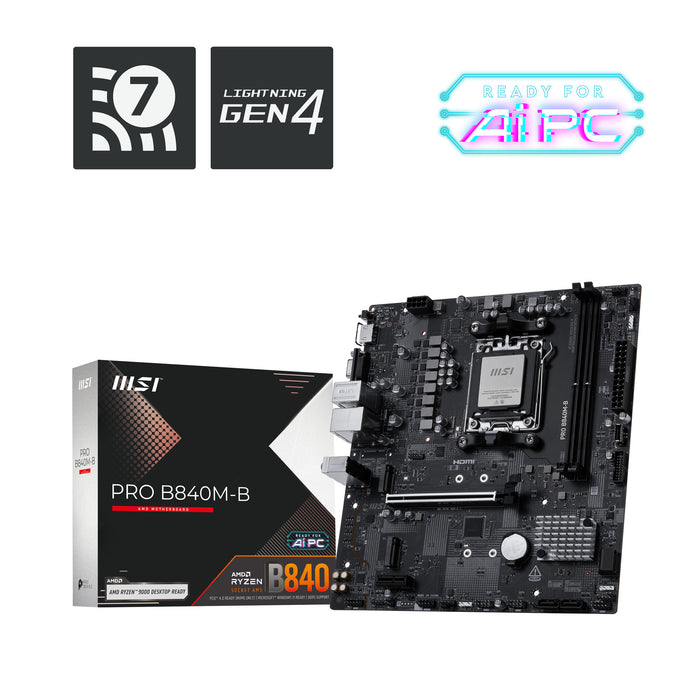 MSI PRO B840M-B mATX Motherboard | AM5 | 2x DDR5 Slots