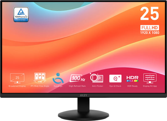 MSI Pro Pro MP252L 25" Full HD Monitor | 1920 x 1080 100Hz HDMI DP