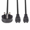 Lindy 2.5m UK 3 Pin Plug To IEC 2 x C5 Splitter Extension Cable, Black