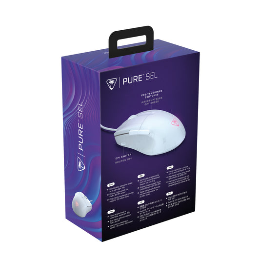 Turtle Beach Pure SEL - Ultra-Light Ergonomic RGB Gaming Mouse, 8K DPI Optical Sensor, Mechanical Switches, Pretension System, Pure PTFE glides, RGB Illumination White