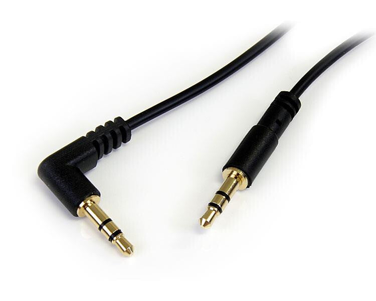 3 ft Slim 3.5mm to Right Angle Stereo Audio Cable M M