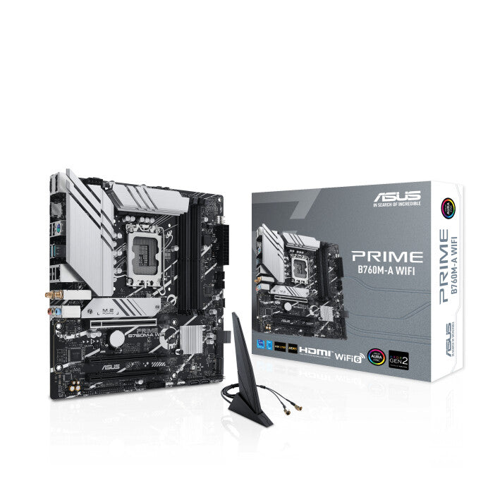 ASUS PRIME B760M-A WIFI micro ATX Intel Motherboard | LGA1700 Socket - 4 x DDR5 Memory Slots