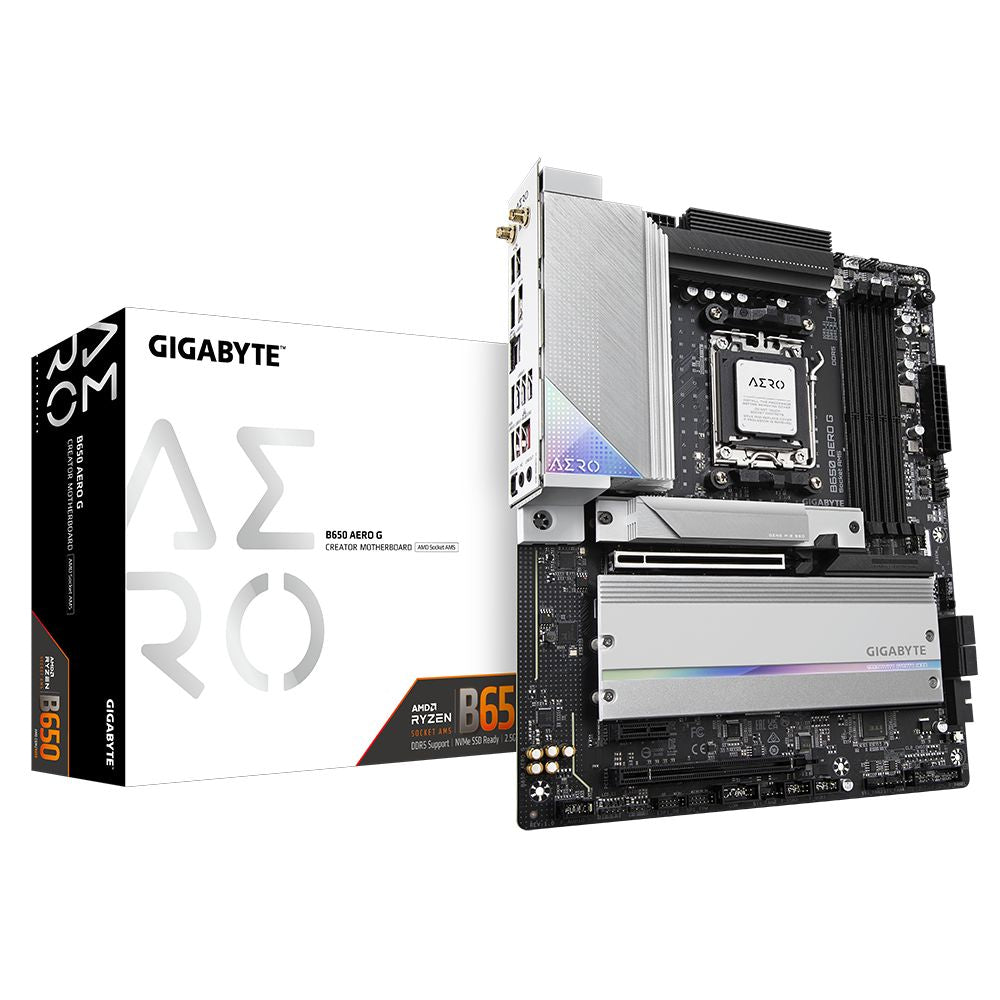 Gigabyte B650 AERO G Motherboard - Supports AMD Ryzen 8000 CPUs, up to 8000MHz DDR5 (OC), 1xPCIe 5.0 + 2xPCIe 4.0 M.2, Wi-Fi 6E, 2.5GbE LAN, USB 3.2 Gen 2