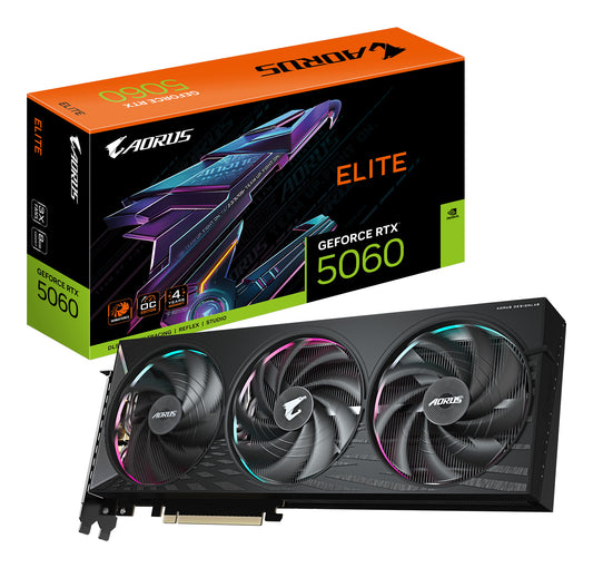 Gigabyte GeForce RTx 5060 8 GB GDDR7 Overclocked Graphics Card | PCIe 5.0 | 3 x DP and 1 x HDMI | Active Cooling