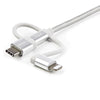 StarTech.com 1 m (3 f.t) USB Multi Charging Cable - USB to Micro-USB or USB-C or Lightning for iPhone / iPad / iPod / Android - Apple MFi Certified - 3 in 1 USB Charger - Braided