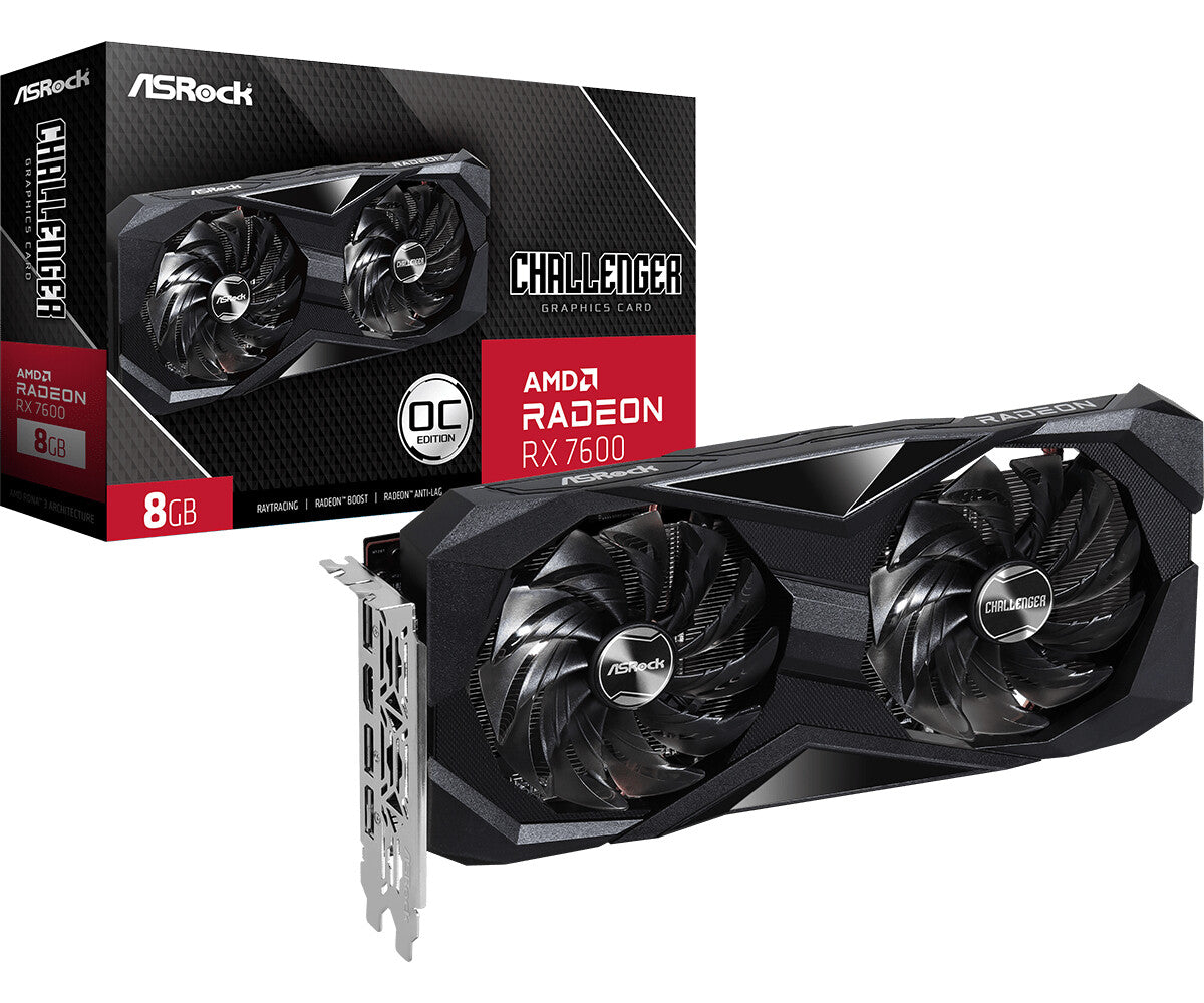 Asrock Radeon RX 7600 8 GB GDDR6 Graphics Card | PCIe 4.0 x8 | 3 ? DP and 1 ? HDMI | Active Cooling