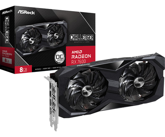 Asrock Radeon RX 7600 8 GB GDDR6 Graphics Card | PCIe 4.0 x8 | 3 ? DP and 1 ? HDMI | Active Cooling