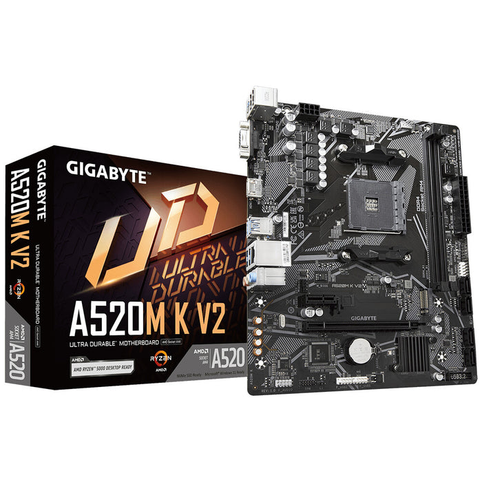 Gigabyte A520M K V2 mATX Motherboard | AM4 | 2x DDR4 Slots