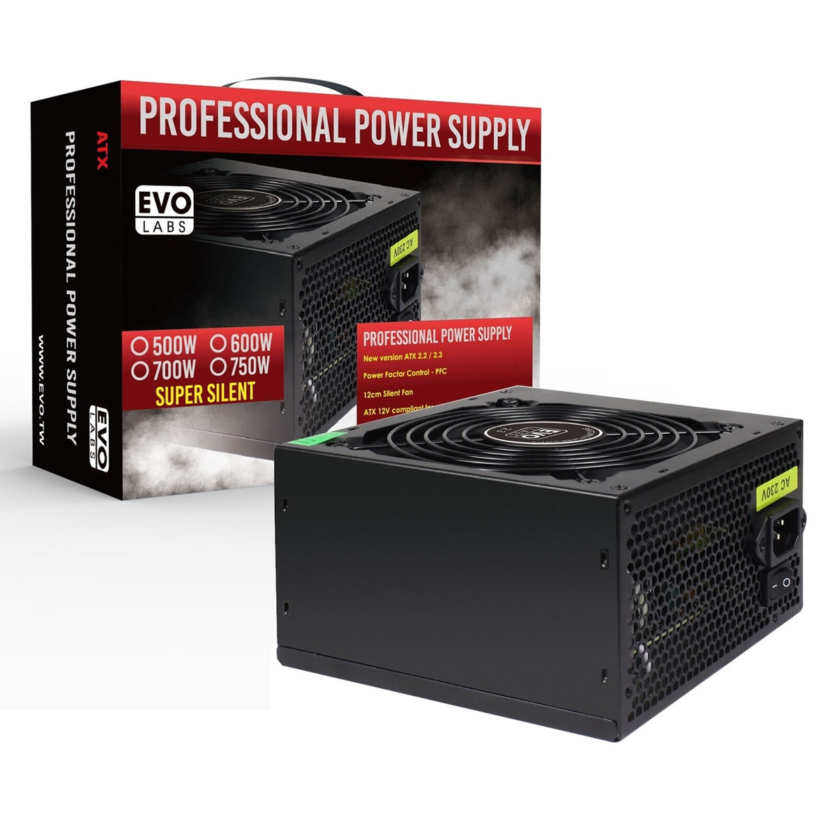 Evo Labs BR750-12BL 750W ATX Non-Modular Power Supply Unit | Super Silent