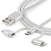 StarTech.com 1 m (3 f.t) USB Multi Charging Cable - USB to Micro-USB or USB-C or Lightning for iPhone / iPad / iPod / Android - Apple MFi Certified - 3 in 1 USB Charger - Braided