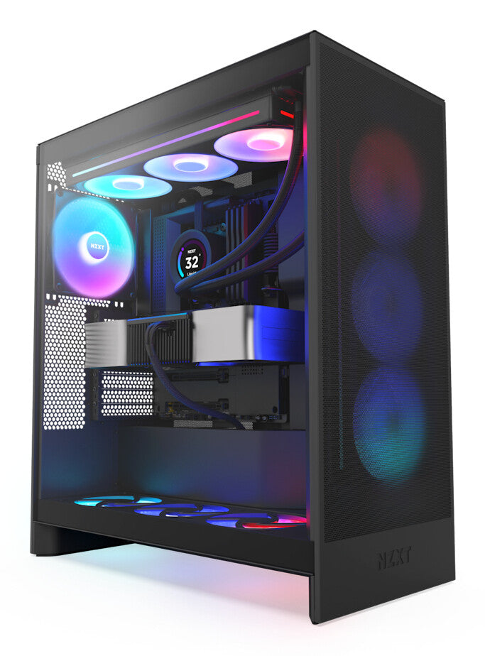 NZXT H7 Flow RGB Midi Tower PC Case Black | Liquid Cooling Support