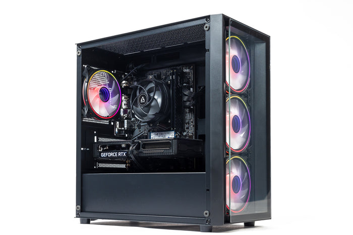 GTR Gaming PC | AMD Ryzen 5 5600X, RTX 5060 Ti 8GB, 16GB DDR4 3600MHz, 1TB SSD, 600W 80+ Bronze PSU, ARGB Glass-White Case, WiFi, Windows 11 Home | Prebuilt Gaming Desktop PC