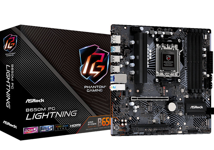 Asrock B650M PG Lightning mATX Motherboard | AM5 | 4x DDR5 Slots