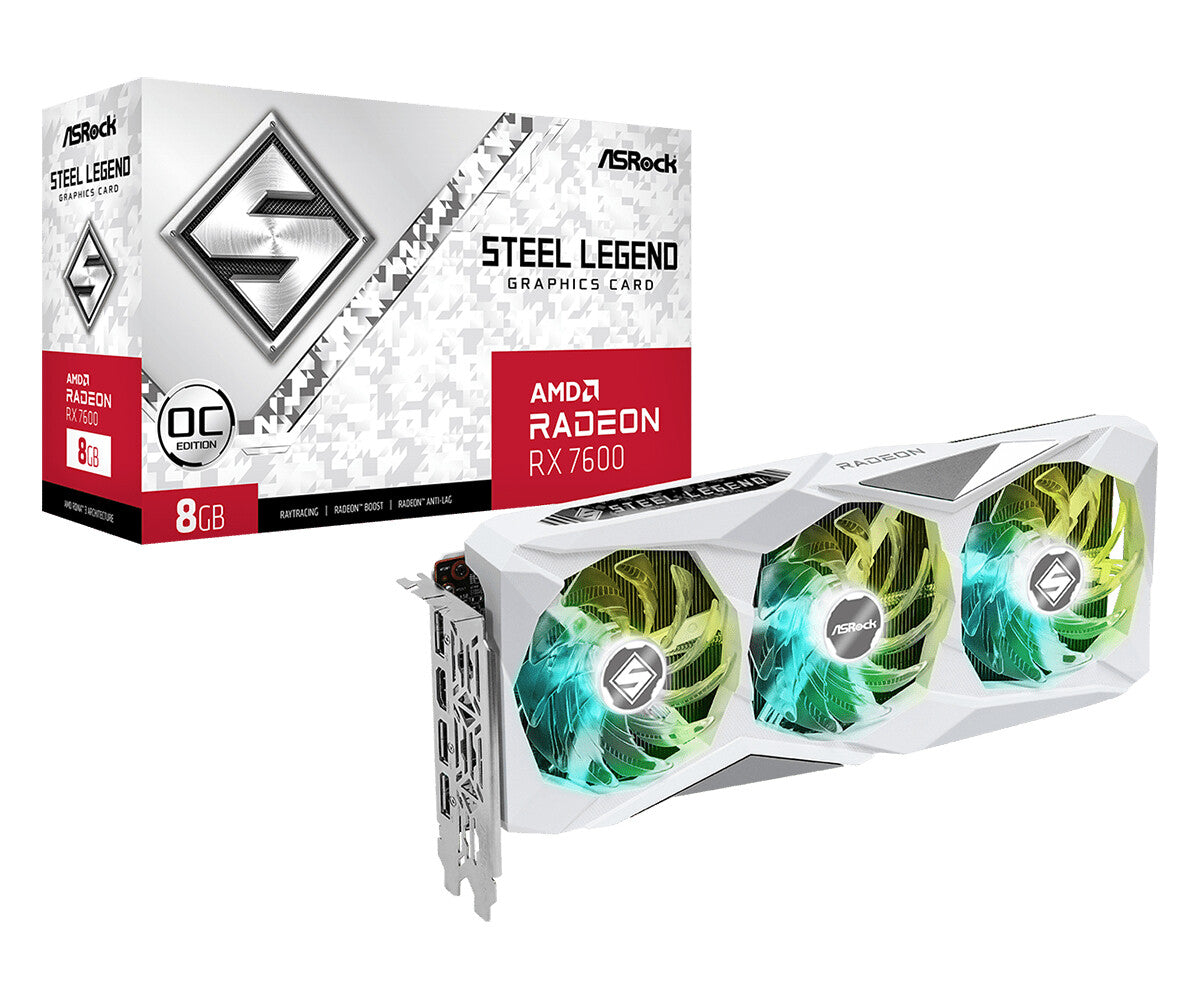 Asrock Radeon RX 7600 8 GB GDDR6 Graphics Card | PCIe 4.0 x8 | 3 ? DP and 1 ? HDMI | Active Cooling