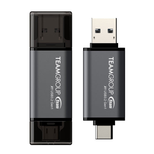 Team Group X1 USB 3.2 Gen1 USB flash drive 128 GB USB Type-A / USB Type-C 3.2 Gen 1 (3.1 Gen 1) Black, Grey