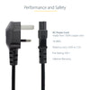 StarTech.com 3ft (1m) UK Laptop Power Cable, BS 1363 to C5 (Clover Leaf), 2.5A 250V, 18AWG, UK Laptop Replacement Cord, Printer Power Cable, Laptop Charger Cord, Laptop Power Brick Cord