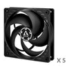 ARCTIC P12 - Pressure-optimised 120 mm Fan Fan | 5-Pack 120mm 1800 RPM 56.3 CFM Fluid Dynamic Bearing (FDB) Black