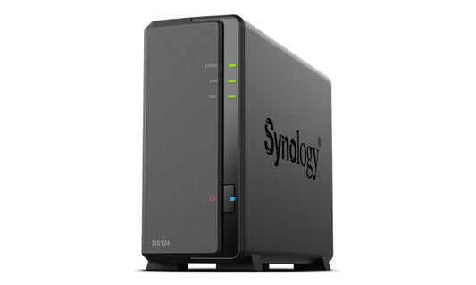 Synology DiskStation DS124 Desktop NAS with 1 x 4TB HAT3300 Drives | 1-bay, HDD & SSD, Realtek CPU, 1 GB GB RAM, 1 x LAN Ports