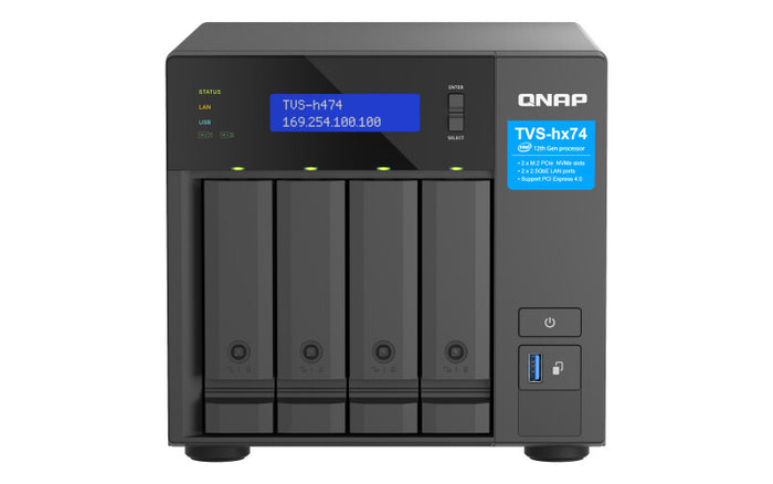 QNAP TVS-H474 Tower NAS | 4-bay, HDD & SSD, Intel Pentium CPU, 8 GB GB RAM, 2 x LAN Ports