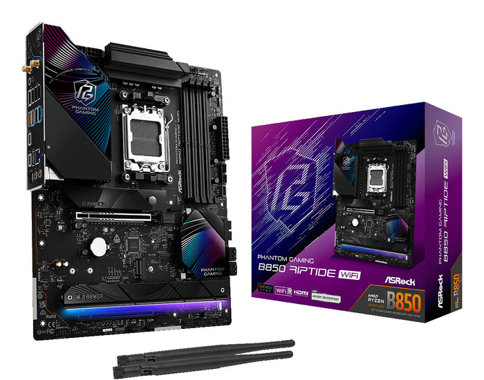 Asrock Phantom Gaming B850 Riptide WiFi ATX Motherboard | AM5 | 4x DDR5 Slots | Wi-Fi 7