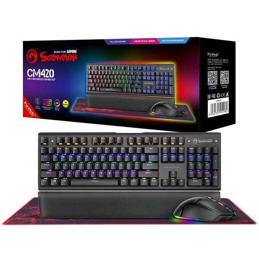 Marvo CM420-UK keyboard Mouse included USB QWERTY UK English Black