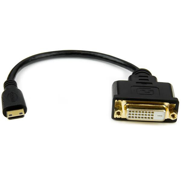 StarTech 8 in (20cm) Mini HDMI to DVI Cable - DVI-D to HDMI Cable (1920x1200p) - 19 Pin HDMI Mini Male to DVI-D Female - Digital Monitor Cable Adapter M/F - Mini HDMI to DVI Adapter