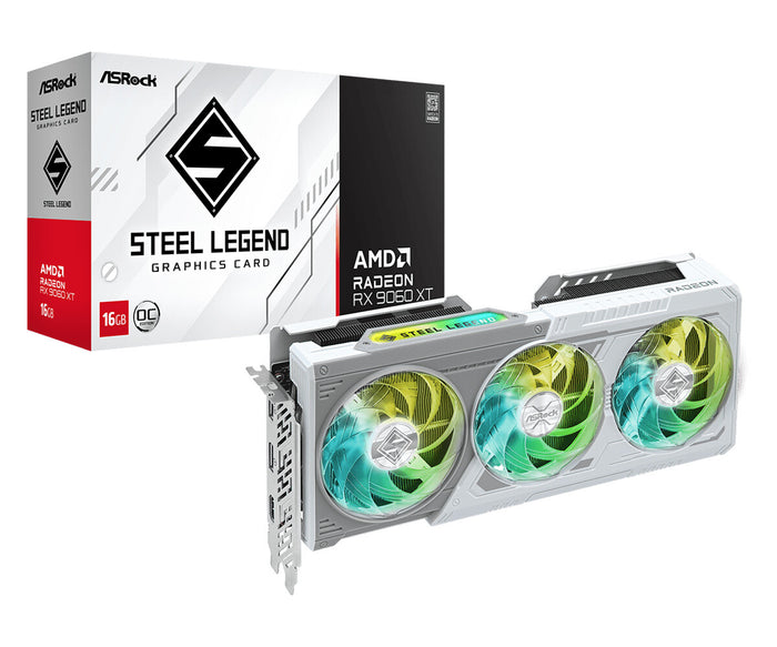 Asrock Radeon RX 9060 XT 16 GB GDDR6 Overclocked Graphics Card | PCIe 5.0 x16 | 2 x DP and 1 x HDMI | Active Cooling