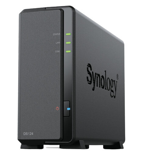Synology DiskStation DS124 Desktop NAS | 1-bay, HDD & SSD, Realtek CPU, 1 GB GB RAM, 1 x LAN Ports