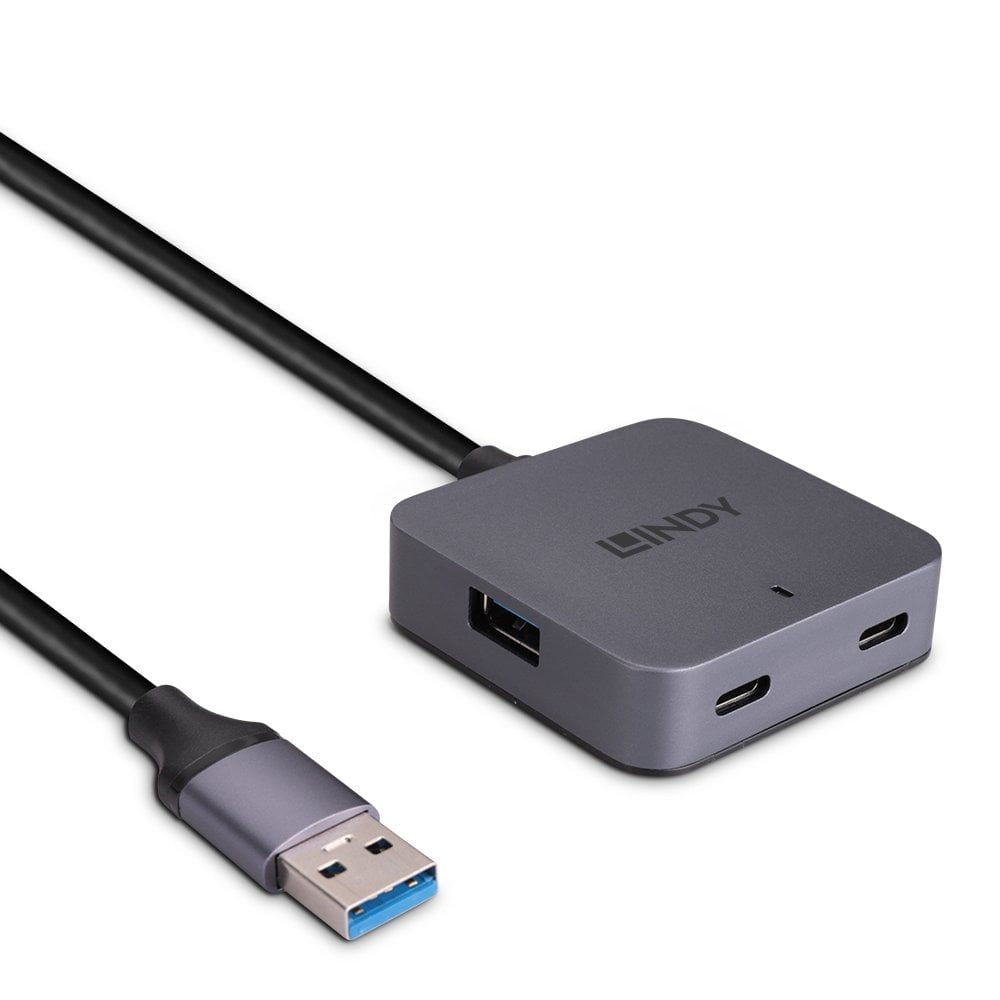 Lindy 43389 interface hub USB 3.2 Gen 1 (3.1 Gen 1) Type-A 5000 Mbit/s Black, Grey