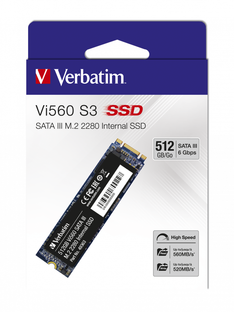 Verbatim Vi560 S3 512 GB Internal SSD | 3D NAND Serial ATA III M.2