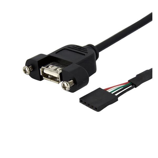 StarTech 1 ft Panel Mount USB Cable - USB A to Motherboard Header Cable F/F