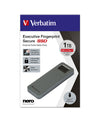 Verbatim Executive Fingerprint Secure 1 TB Encrypted Portable SSD | USB 3.2 Gen 1 Grey
